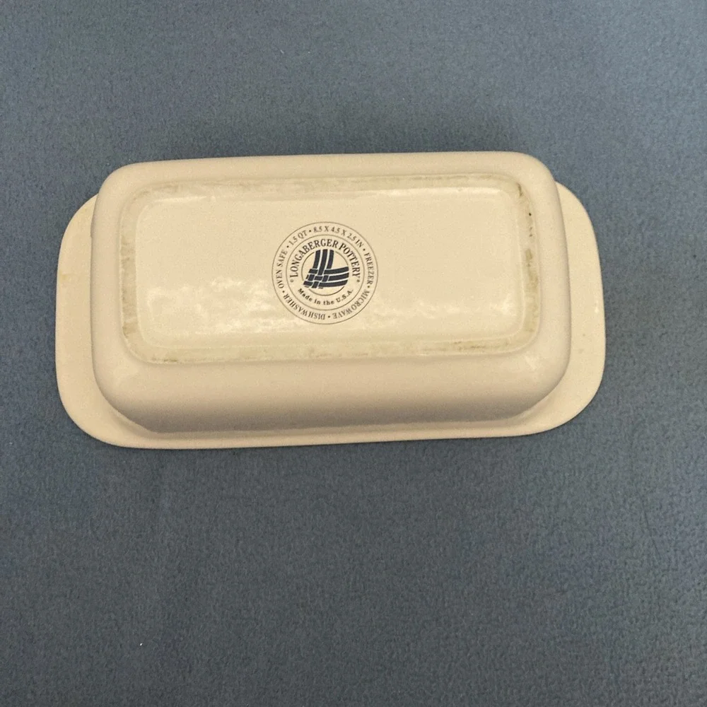 Longaberger Pottery Woven Traditions Blue 1.5 Quart Loaf Pan -8.5
